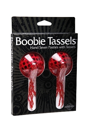 Boobie tassles hand sewn pasties w/tassles - red