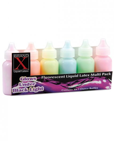 Brand X Liquid Latex Body Paints Fluorscent 6 Pack 1oz Asst.