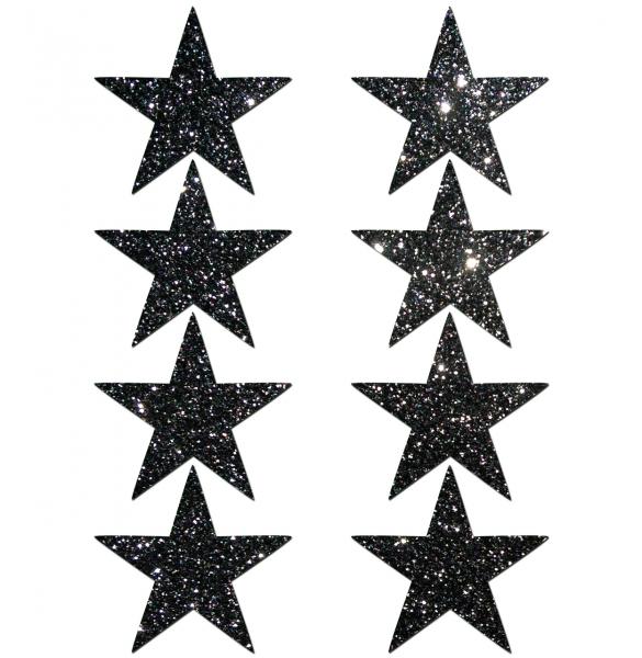 Pastease Mini Glitter Stars Black Pack Of 8 Pasties