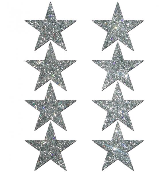 Pastease Mini Glitter Stars Silver Pack Of 8 Pasties
