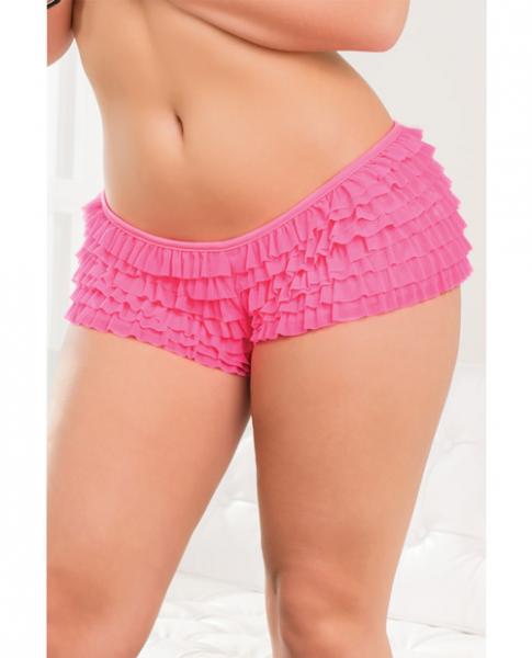 Ruffle Shorts Back Bow Detail Neon Pink XXL