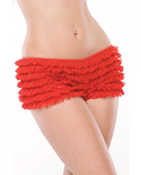Ruffle Shorts Back Bow Detail Red O/S