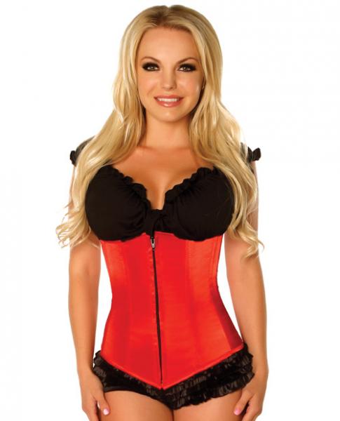 Underbust Corset Zip Up Front Red Small