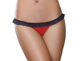 Stretch Mesh Spandex Lace Panty Black/Red S
