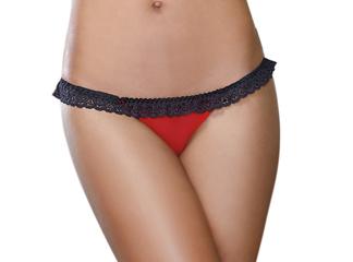 Stretch Mesh Spandex Lace Panty Black/Red XL