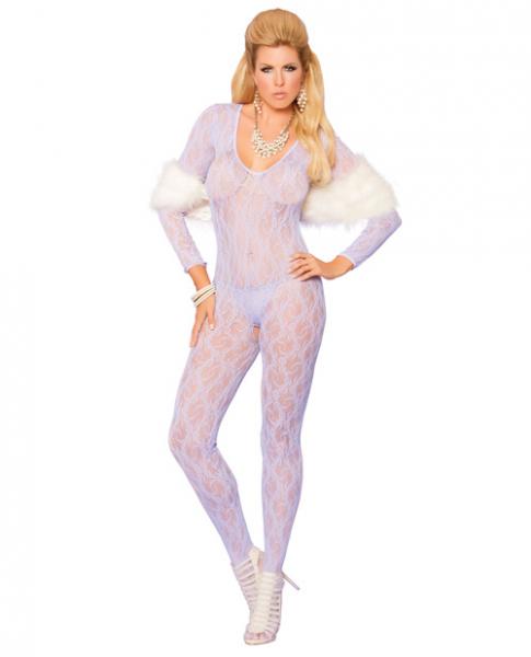 Vivace Long Sleeve Lace Bodystocking Open Crotch Lilac Qn