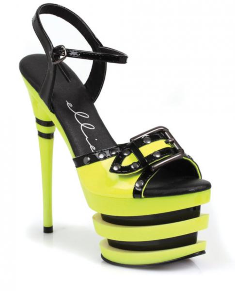 Ellie Shoes Alexia 6" Neon Stacked Platform Black Light Reactive Yellow Ten