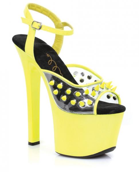 Ellie Shoes Solar 7" Neon Platform Black Light Reactive Spikes Yellow Ten