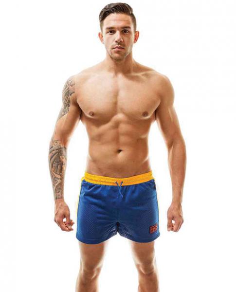 Air Mesh Gym Short Blue Yellow Medium