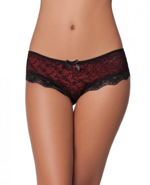 Cage Back Lace Panty Black Red L/XL