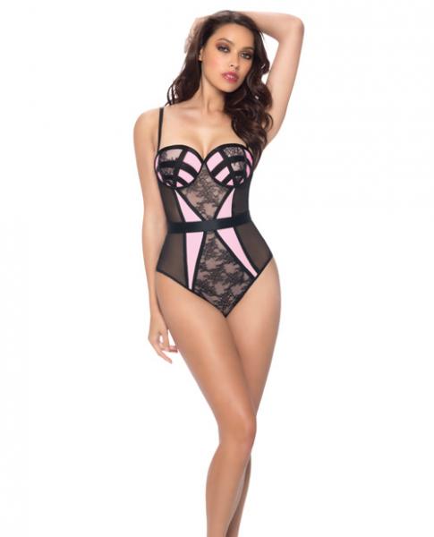 Molded Cup Teddy Patchwork Lace Black Pink XL