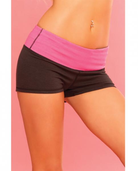 Pink Lipstick Sweat Yoga Short Thick Reversible For Supprt & Compression W/scret Pcket Black Sm