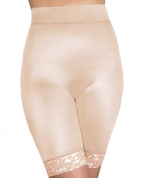 Rago Shapewear Long Leg Shaper Gripper Lace Bottom Beige 14X