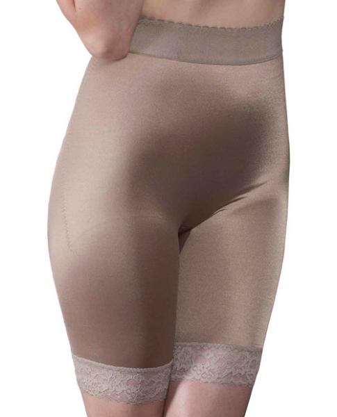 Rago Shapewear Long Leg Shaper Gripper Lace Bottom Mocha 14X