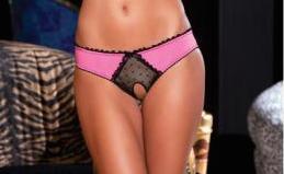 Crotchless Frills Panty w/Back Bows - Pink S/M