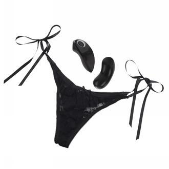 Little black panty - thongLittle Black Panty Thong With Ties 10-function Remote Control Vibe