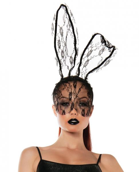 Role Play Lace Bunny Mask Black O/S