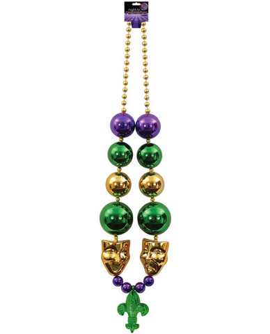 Night to remember jumbo mardi gras beads w/gold mask - multi color by sassi girl